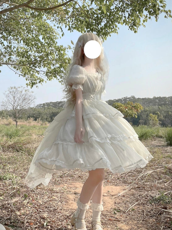 Summer Short-Sleeve Wedding OP Dress Slimming Lolita Dress Elegant Gothic