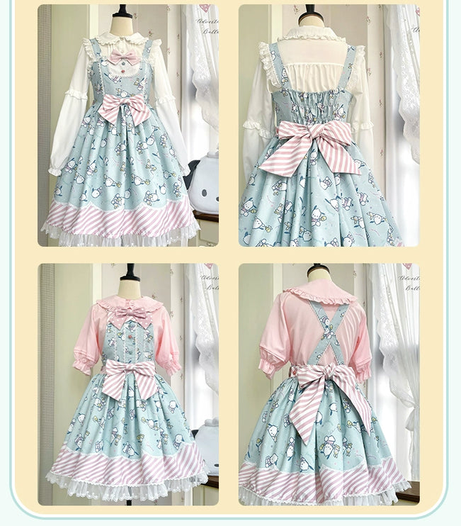 Sanrio Super Cute Sweet JSK Lolita Dress with Striped Trim & Bow