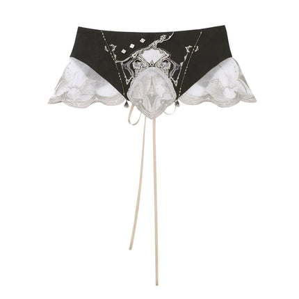 White Gothic-style dress set: court-inspired top and mermaid skirt with waist belt