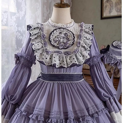 Purple Idyllic Girl Medium Long Sleeve Elegant Lolita Dress OP