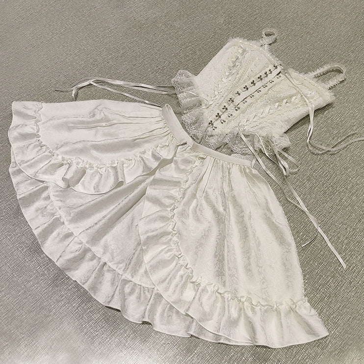 The matching single item of the fishbone bra and the curtain lift skirt Lolita skirt