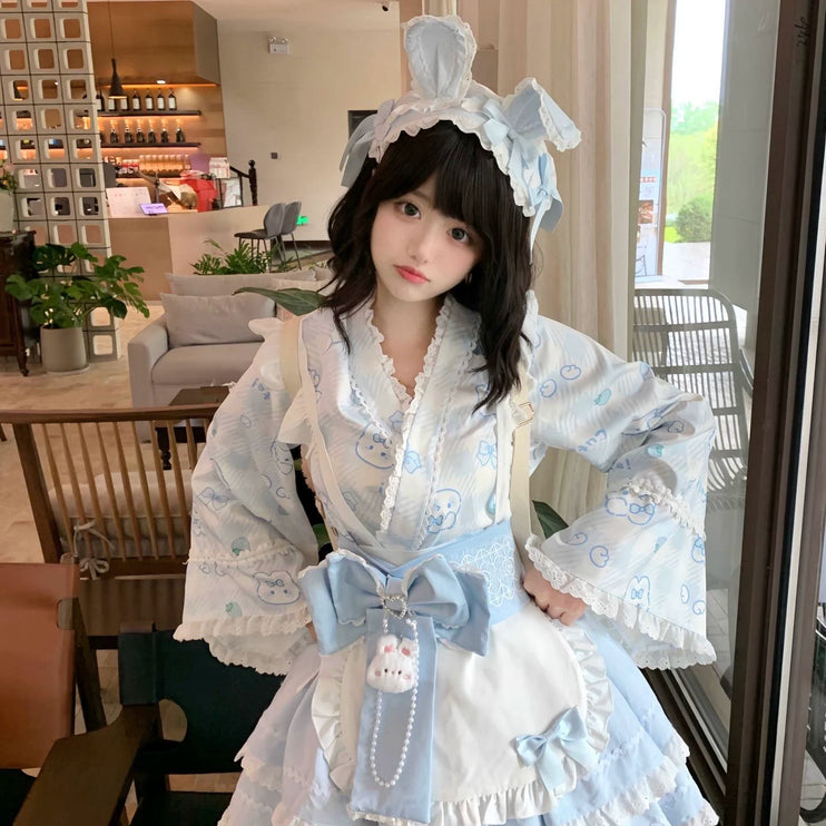 Colorful Fairy Tale Lolita Dress with Embroidery Details and Ruffled Skirt