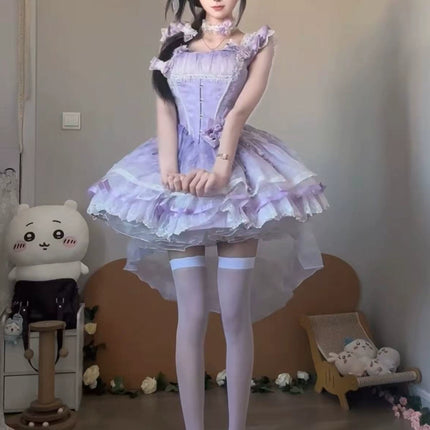 Dreamy Lavender Lolita Dress - Graceful High - Low Hem & Delicate Ruffles