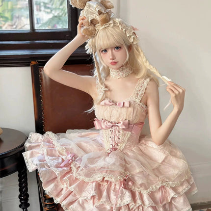 Sweet Strapless Princess Dress Gentle Cute Anime Style Lolita Dress