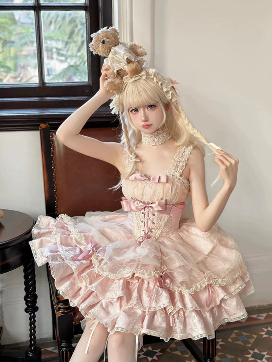 Sweet Strapless Princess Dress Gentle Cute Anime Style Lolita Dress