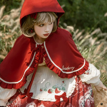 Lolita Sweetheart: Vintage Red-Brown & Cream Fairy-Tale Dress