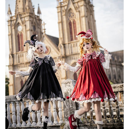 Lolita Delight: Exquisite Black & Red Dresses with Whimsical Patterns and Charming Details