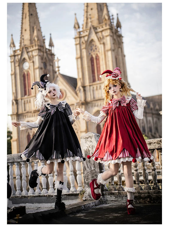 Lolita Delight: Exquisite Black & Red Dresses with Whimsical Patterns and Charming Details