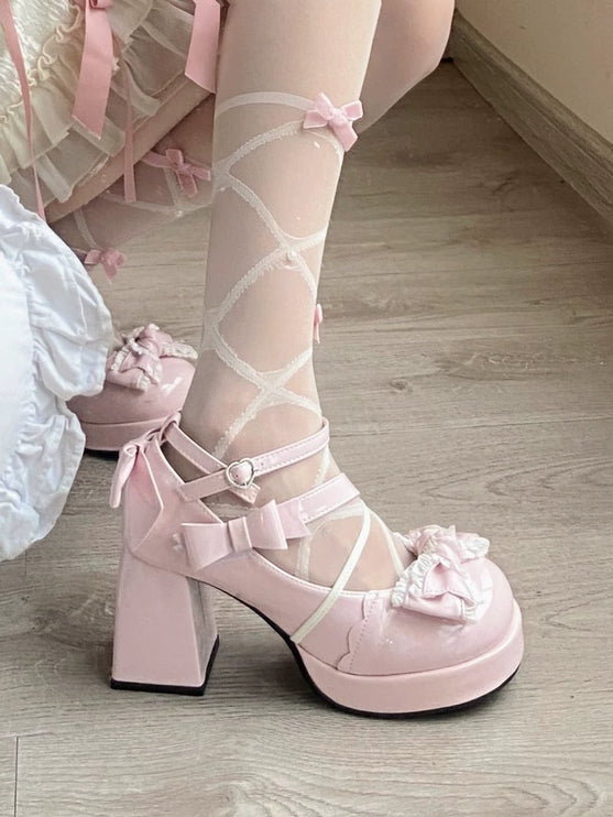 Mid-Heel Waterproof Lolita Shoes Cute Block-heeled Mary Jane shoes Pumps