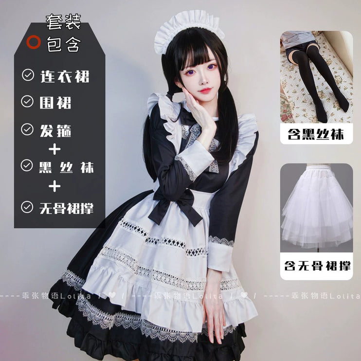 S-5XL British Aristocratic Elegance Gothic Maid Long-sleeved Dress Sexy Lolita