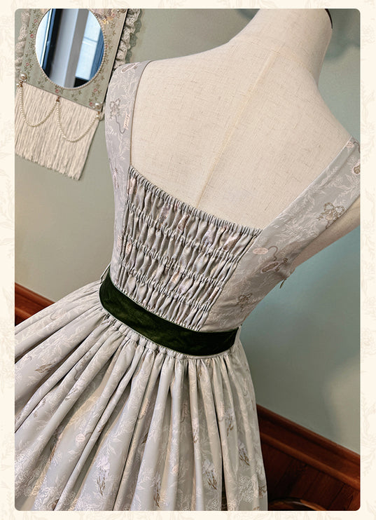 Elegant Floral Lolita JSK with Sash - Vintage Charm for Everyday and Special Occasions