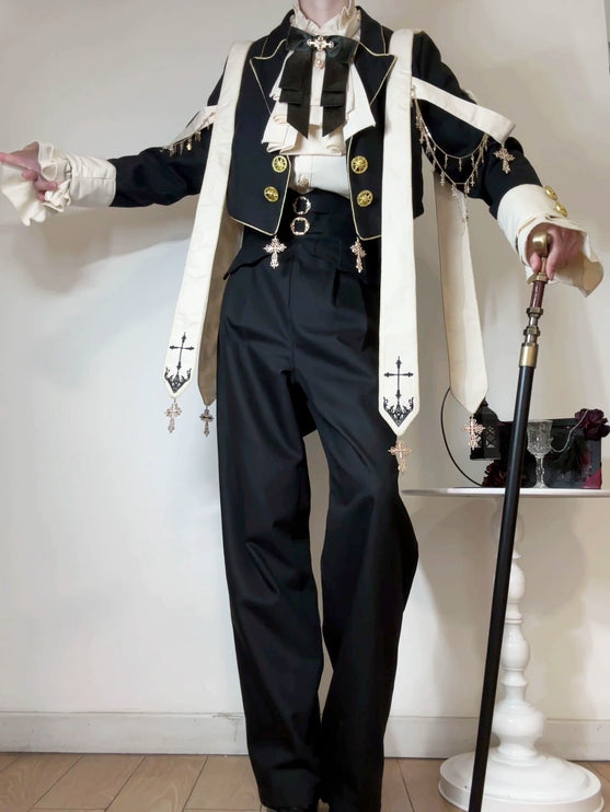 Priest Lolita long-sleeved coat, shirt, and pants — Ouji (prince-style), knight-inspired outfit