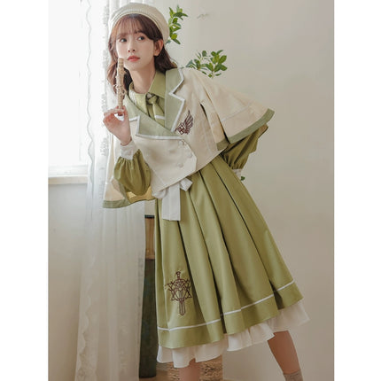 French Retro Lolita JK Dress Vintage Dress Cloak Suit