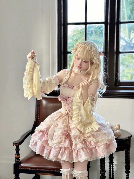 Sweet Strapless Princess Dress Gentle Cute Anime Style Lolita Dress