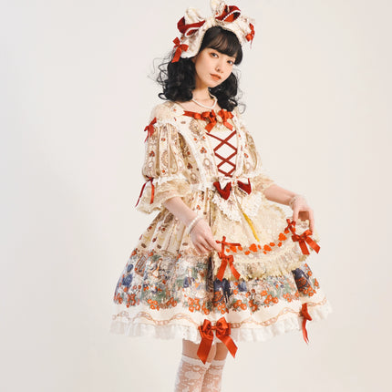 🌸Collector's Edition🌸Enchanted Snow White Print Apron OP Classical Doll Lolita Dress