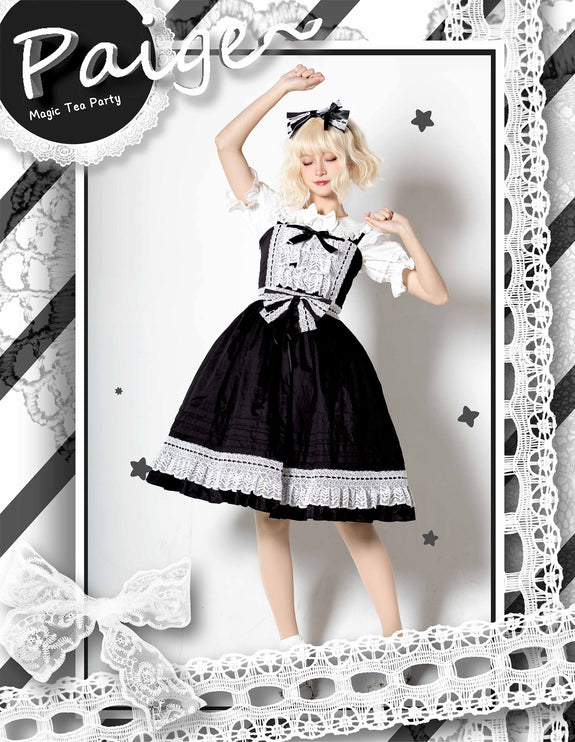 Elegant Multicolored Lolita Dress with Bow Details    OP & JSK