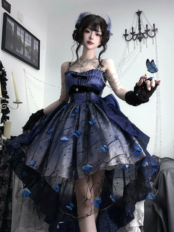 [Limited edition] Dreamy Purple Butterfly Fantasy Lolita Gown with Grand Luxurious Skirt