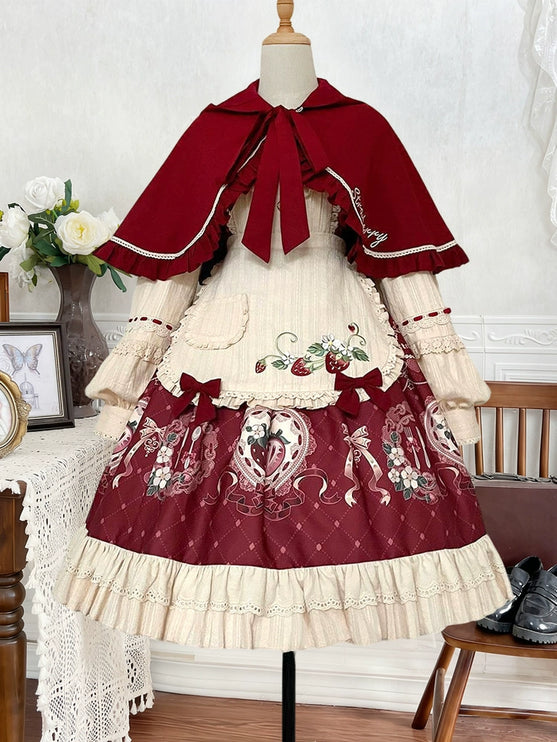 Lolita Sweetheart: Vintage Red-Brown & Cream Fairy-Tale Dress