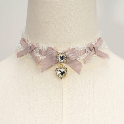 Edgy Punk Style Elaborate Double-Layer Necklace with Pearls and Gemstone Choker Lolita Collarbone Chain