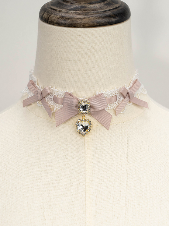 Edgy Punk Style Elaborate Double-Layer Necklace with Pearls and Gemstone Choker Lolita Collarbone Chain