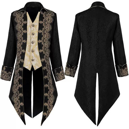 S-XXXL Halloween European Court Prince Outfit Vintage Tailcoat Medieval Gothic Ouji Coat