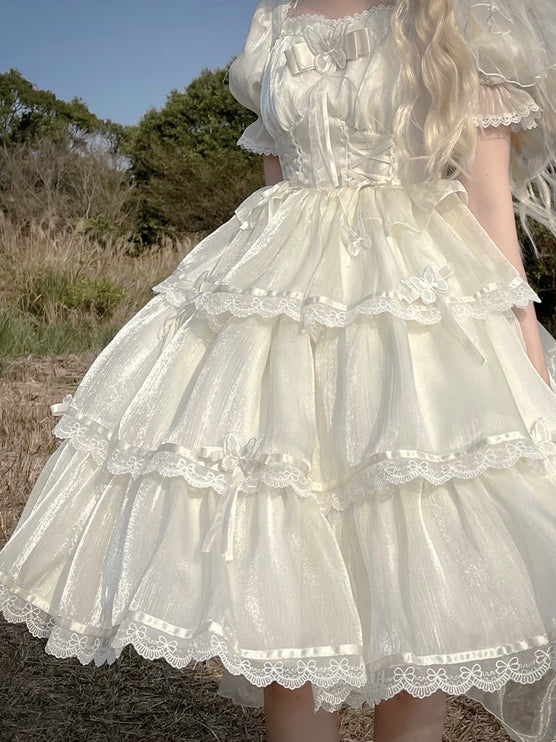 Summer Short-Sleeve Wedding OP Dress Slimming Lolita Dress Elegant Gothic