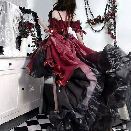 Gothic Elegance Red Princess Lolita Gown – Dramatic New Year's Edition