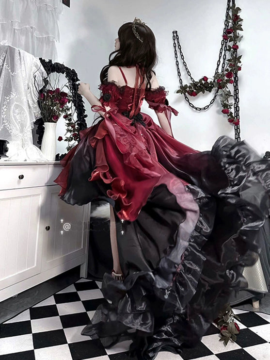 Gothic Elegance Red Princess Lolita Gown – Dramatic New Year's Edition