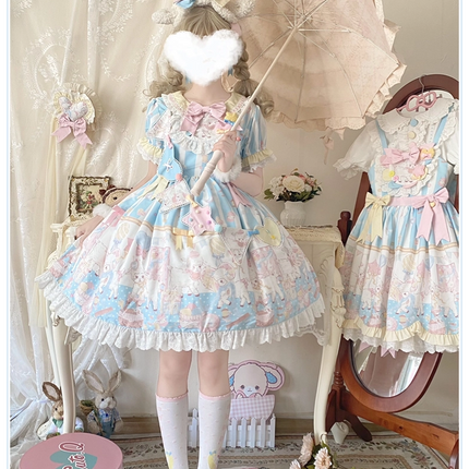 Cute lamb doll-like style sweet pink lolita jsk set