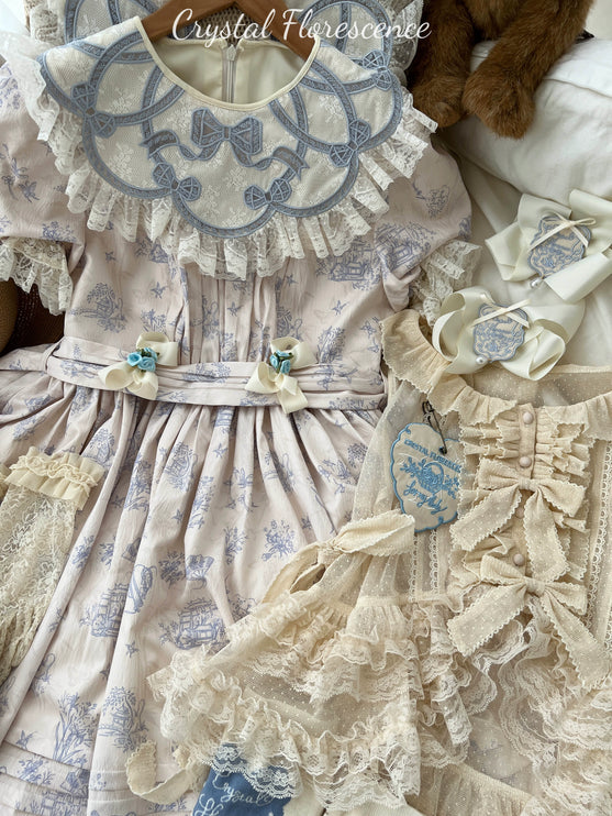 Vintage Garden Lolita Dress - Embroidered Floral Collar OP in Soft Green