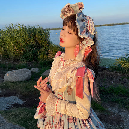 Enchanting Pastel Green Animal Illustration Lolita Jumper Skirt (JSK) Dress