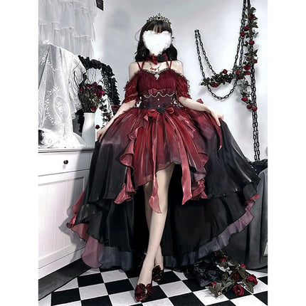 Gothic Elegance Red Princess Lolita Gown – Dramatic New Year's Edition