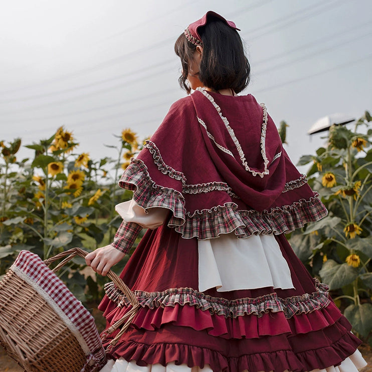 [Little Red Riding Hood OP] Original Design Lolita Dress with Countryside Cloak Set for Autum/Winter