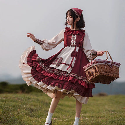 [Little Red Riding Hood OP] Original Design Lolita Dress with Countryside Cloak Set for Autum/Winter