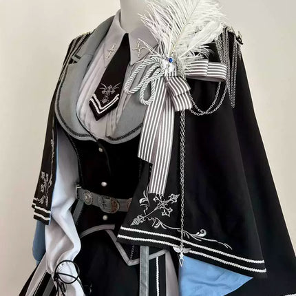 Gothic Lolita Dress with Tailored Vest and Embroidered Design