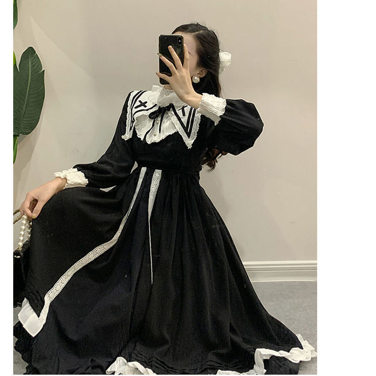 Vintage Checkered Lolita Dress - Black and White Ensemble