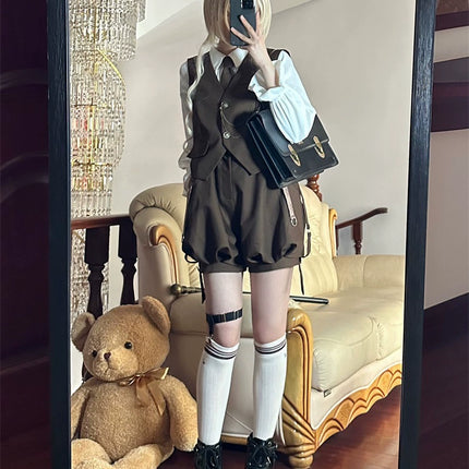 Original Ouji Fashion Brown Lolita Vest Prince Outfit