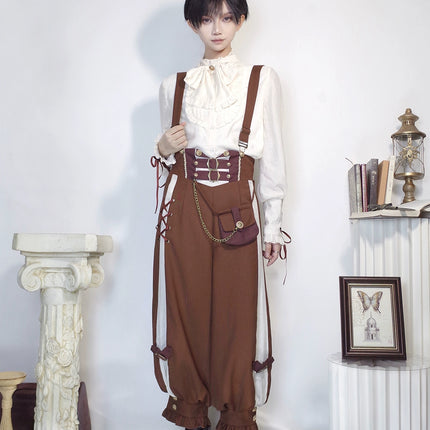 S-XL Ouji Suspenders Pants Prince Ensemble