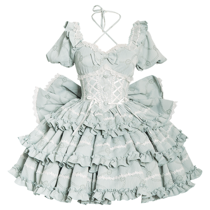 Puff Rose OP Princess Bow Trailing Dress Original Lolita