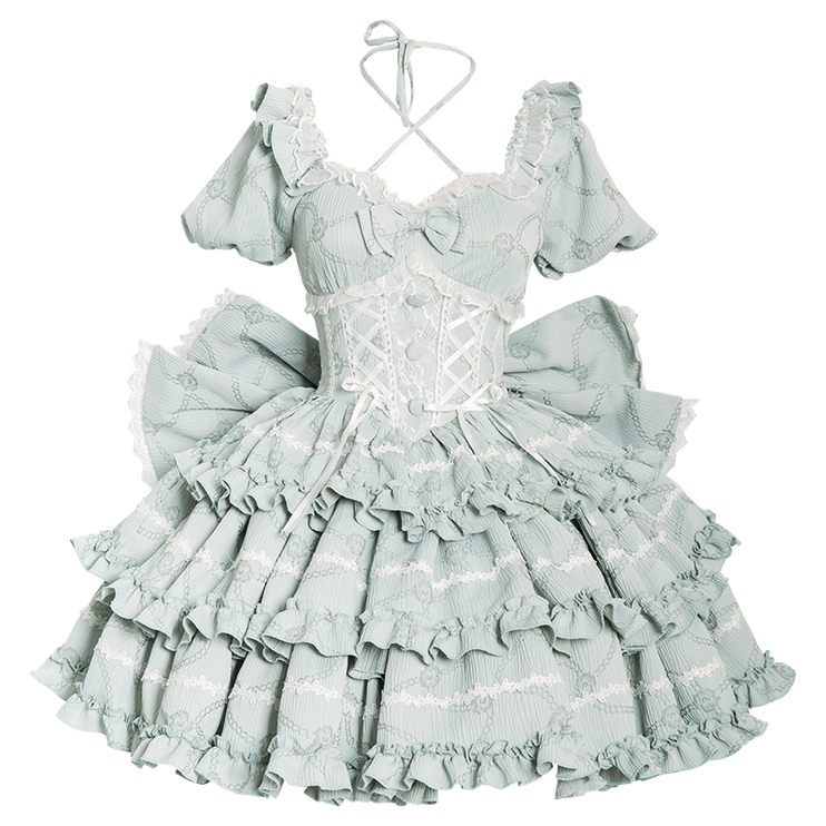 Puff Rose OP Princess Bow Trailing Dress Original Lolita