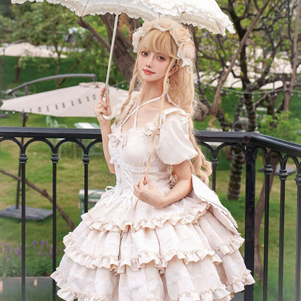 Puff Rose OP Princess Bow Trailing Dress Original Lolita