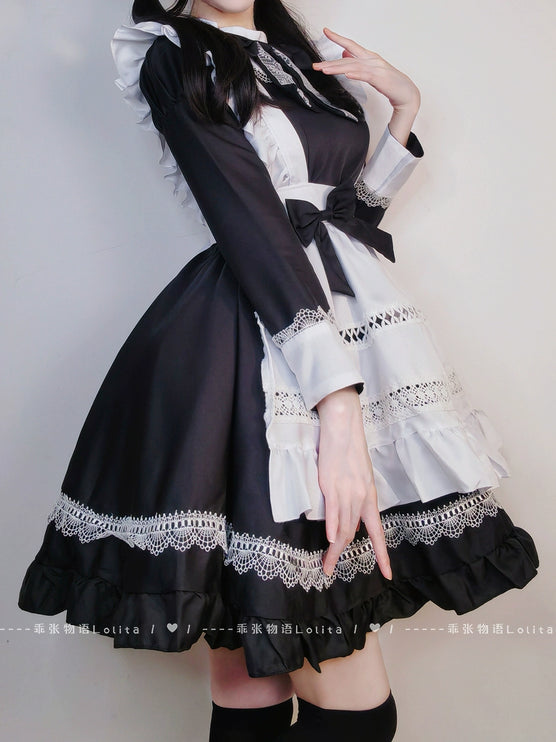 S-5XL British Aristocratic Elegance Gothic Maid Long-sleeved Dress Sexy Lolita