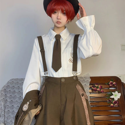 Original Ouji Fashion Brown Lolita Blouse Prince Outfit Shirt