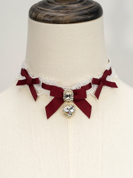 Edgy Punk Style Elaborate Double-Layer Necklace with Pearls and Gemstone Choker Lolita Collarbone Chain