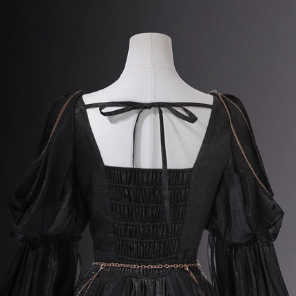 Dark fairy maxi dress: A perfect blend of lace and tassels