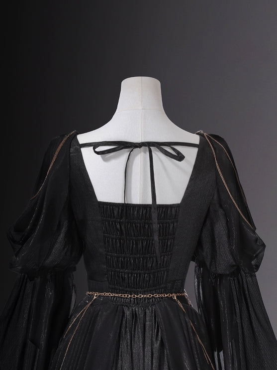 Dark fairy maxi dress: A perfect blend of lace and tassels