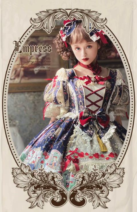 🌸Collector's Edition🌸Enchanted Snow White Print Apron OP Classical Doll Lolita Dress