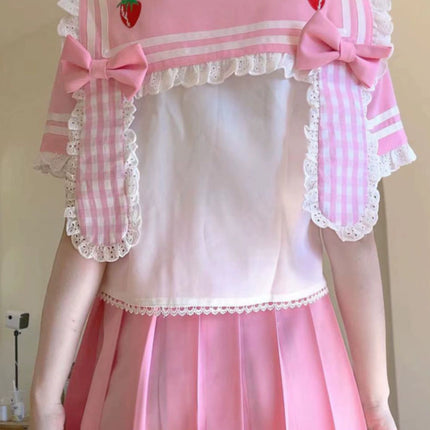 Authentic Lolita Uniform Lolita JK Skirt Strawberry Schoolgirl Outfit