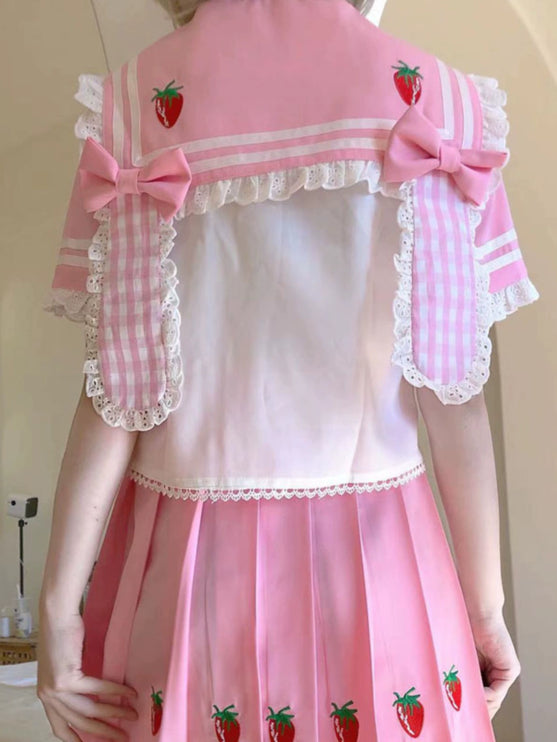 Authentic Lolita Uniform Lolita JK Skirt Strawberry Schoolgirl Outfit