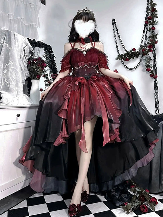 Gothic Elegance Red Princess Lolita Gown – Dramatic New Year's Edition